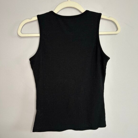 SHEIN Women’s Black Basic Ribbed High Neck Fitted Tank Top Size Small - Picture 2 of 5